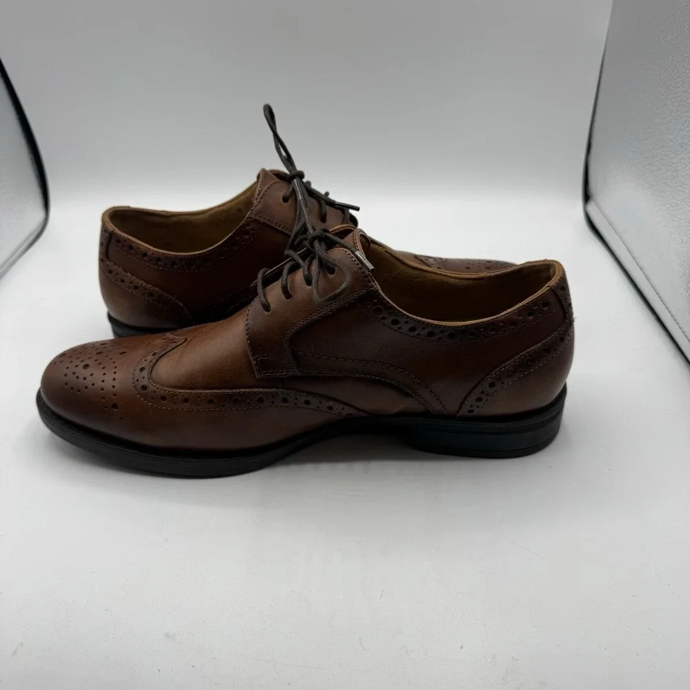 Florsheim Comfortech Shoes Men 8.5 D Brown Leather Wingtip Brogue Oxford